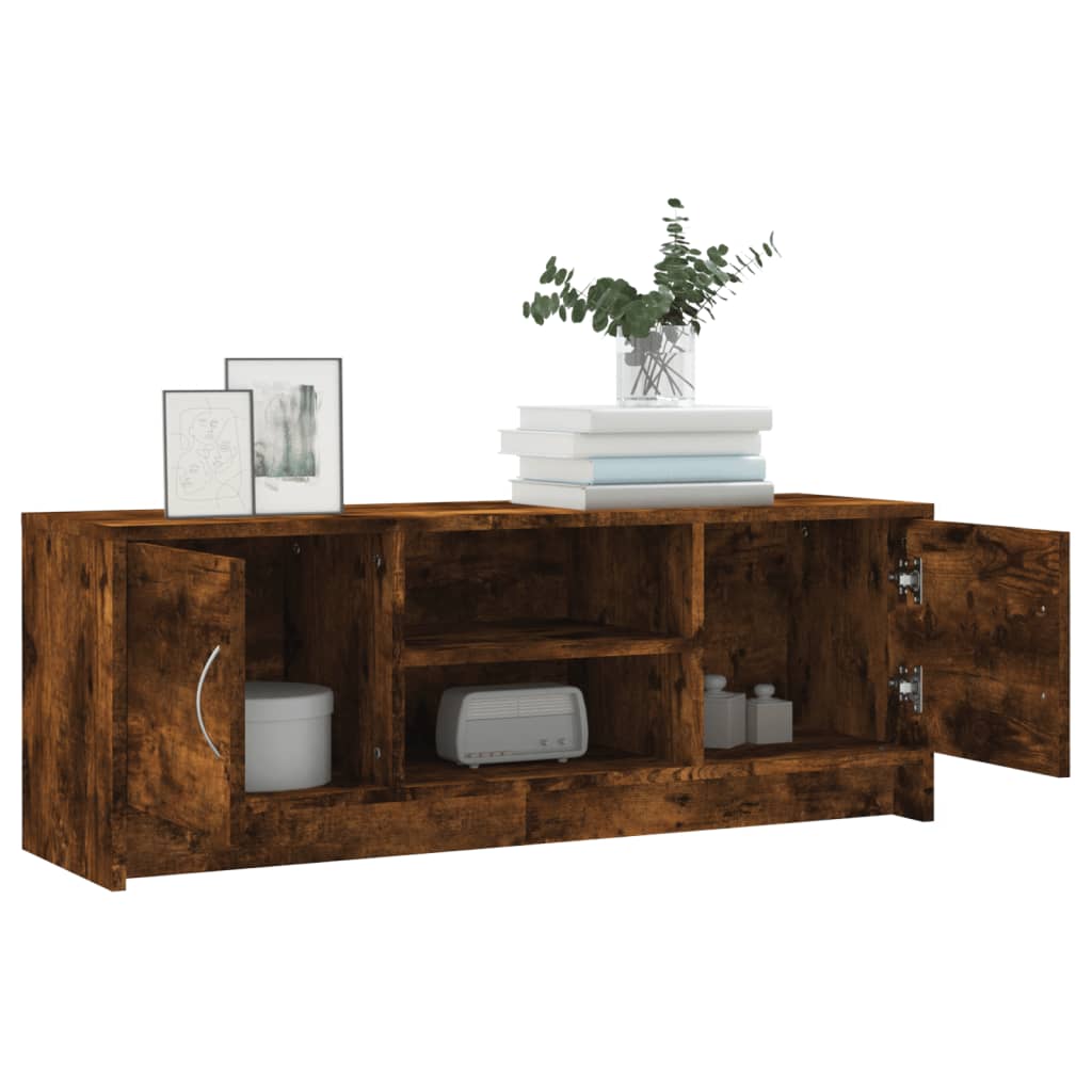 Meuble TV chêne fumé 102x30x37,5 cm matériau bois