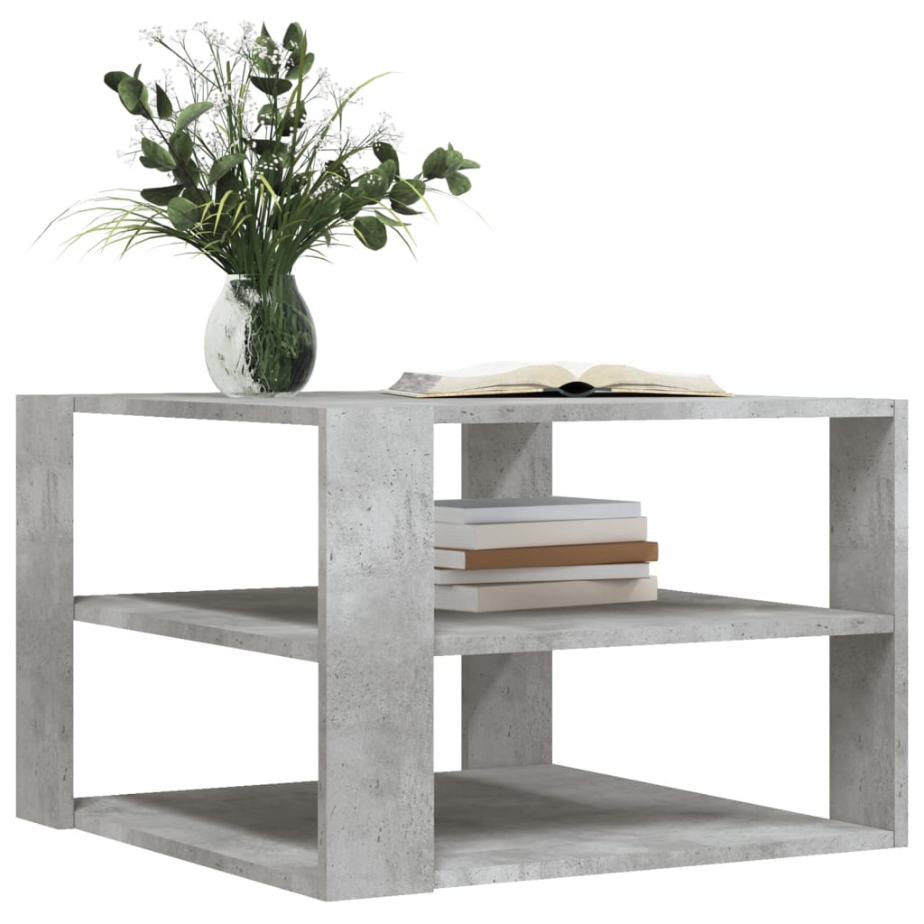 Table basse en béton gris 59,5 x 59,5 x 40 cm, matériau bois