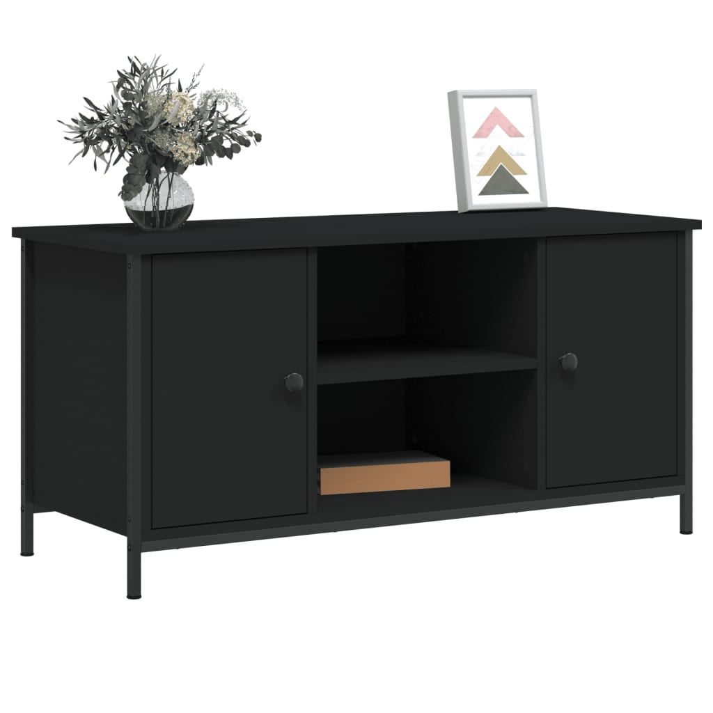 Meuble TV noir 100x40x50 cm en bois