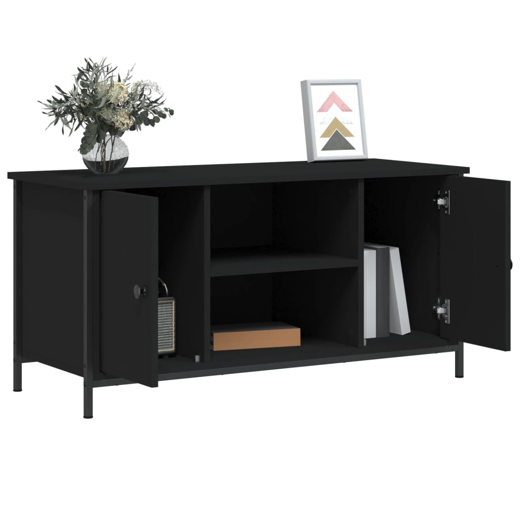 Meuble TV noir 100x40x50 cm en bois