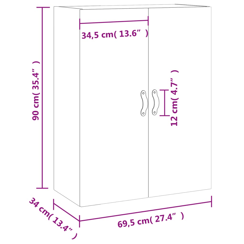 Wandschrank Sonoma-Eiche 69,5x34x90 cm