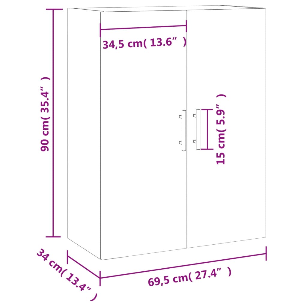 Wandschrank Räuchereiche 69,5x34x90 cm