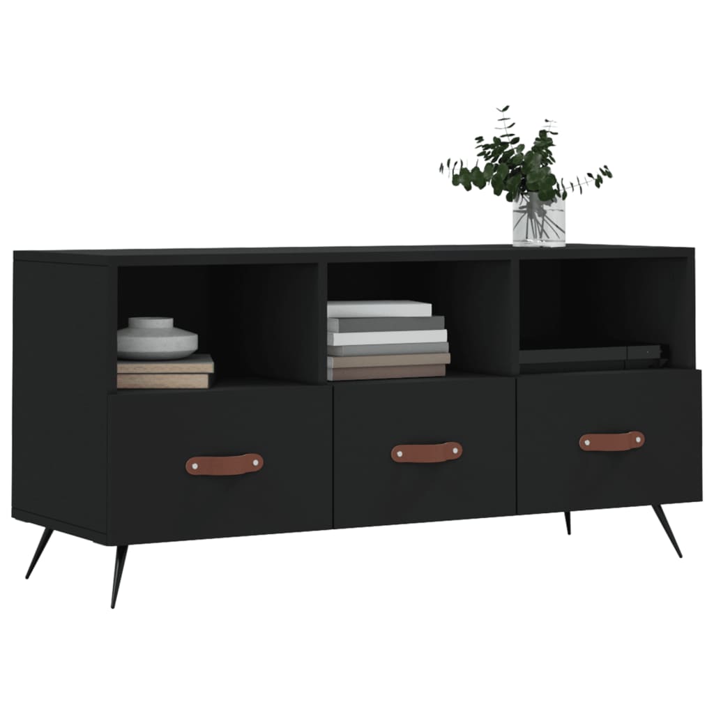 Meuble TV noir 102x36x50 cm en bois