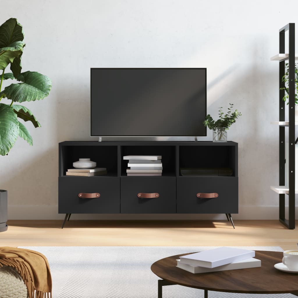 Meuble TV noir 102x36x50 cm en bois