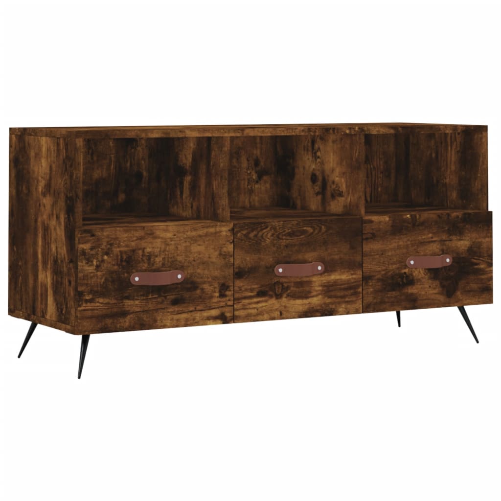 Meuble TV chêne fumé 102x36x50 cm matériau bois