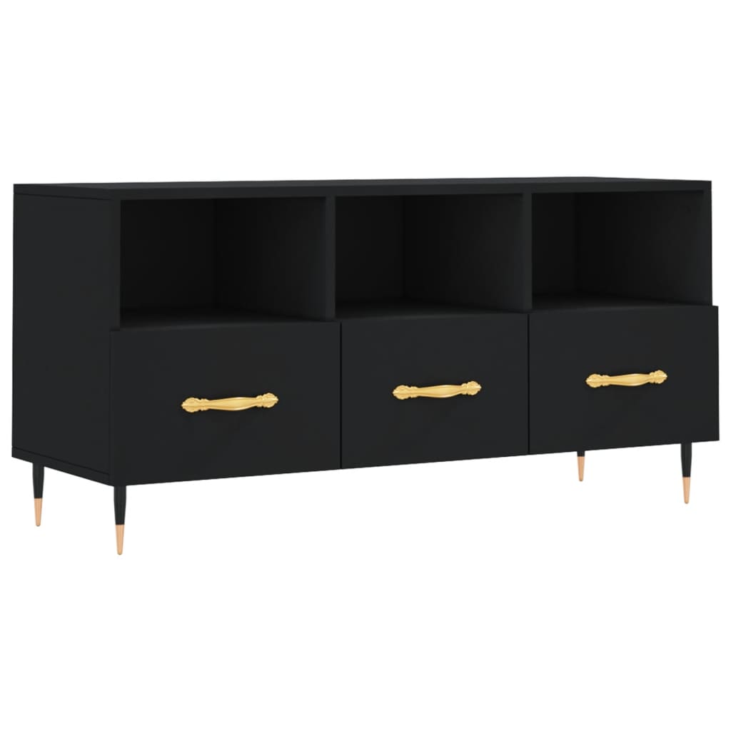 Meuble TV noir 102x36x50 cm en bois