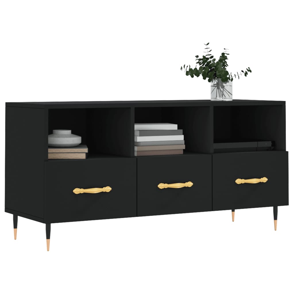 Meuble TV noir 102x36x50 cm en bois