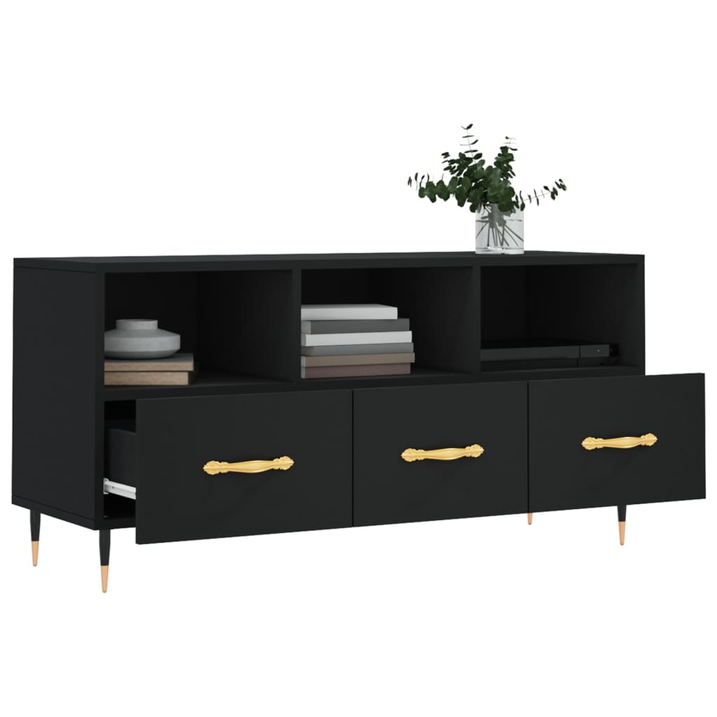 Meuble TV noir 102x36x50 cm en bois