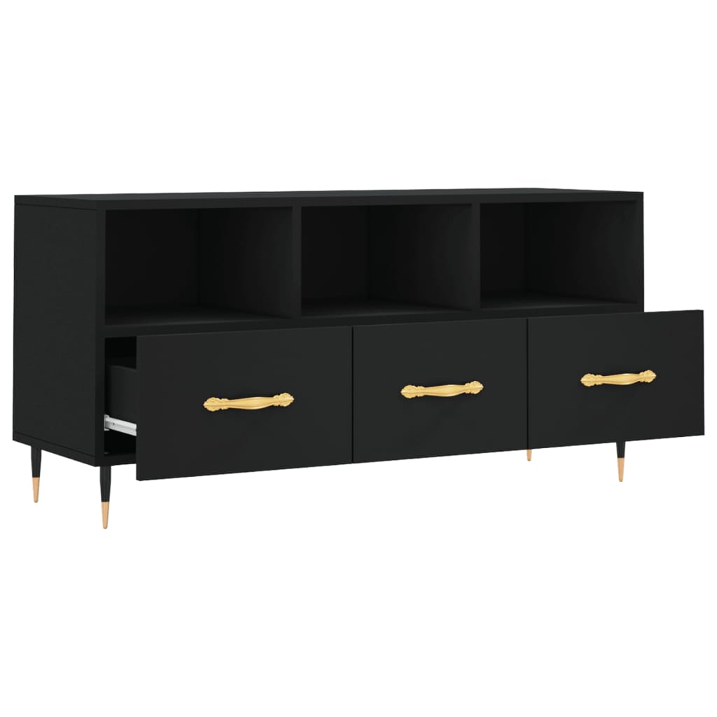 Meuble TV noir 102x36x50 cm en bois