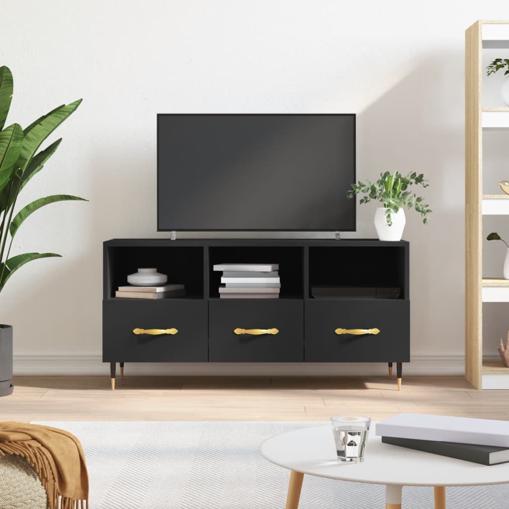 Meuble TV noir 102x36x50 cm en bois