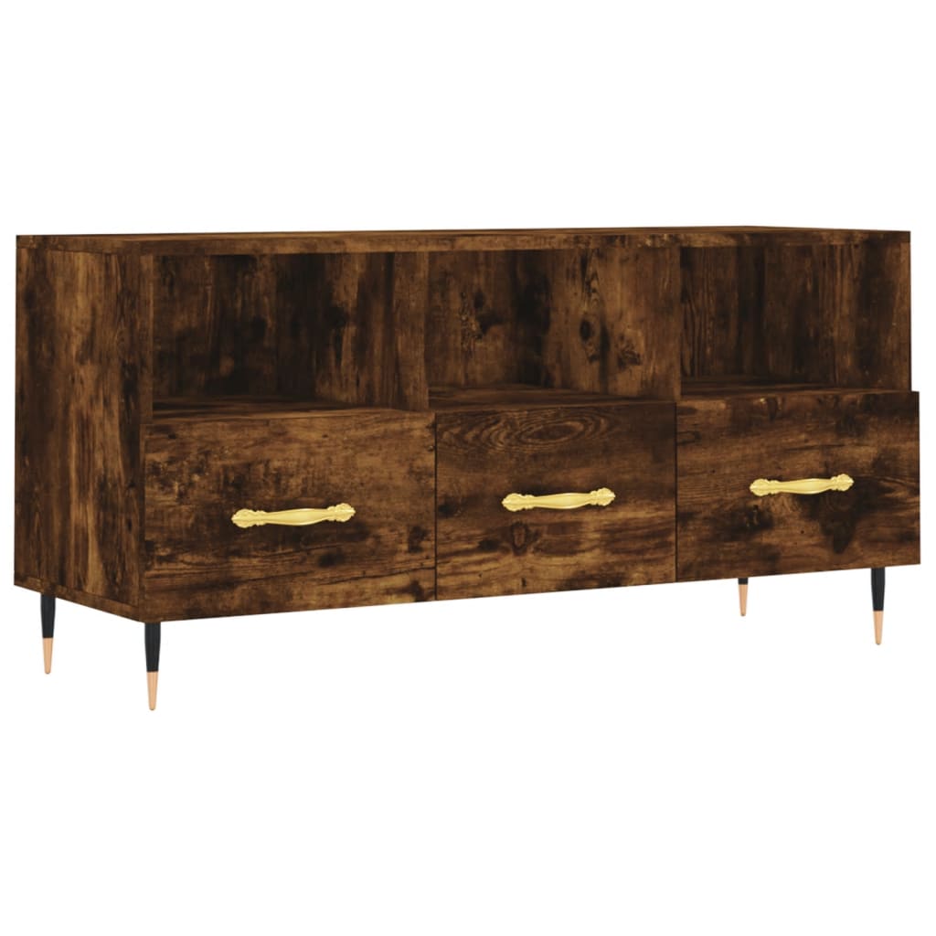 Meuble TV chêne fumé 102x36x50 cm matériau bois