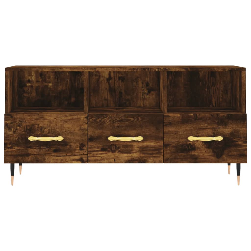 Meuble TV chêne fumé 102x36x50 cm matériau bois