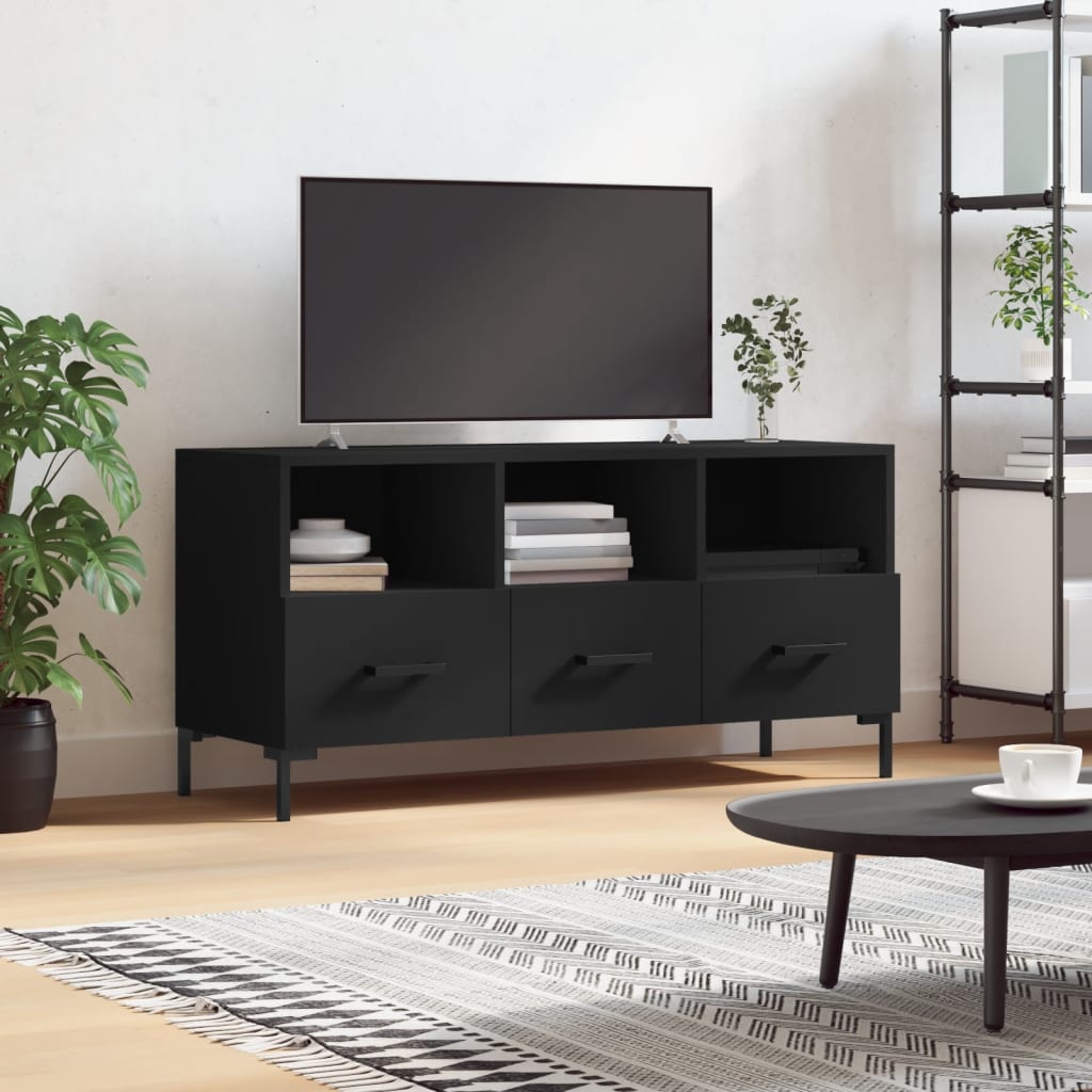 Meuble TV noir 102x36x50 cm en bois