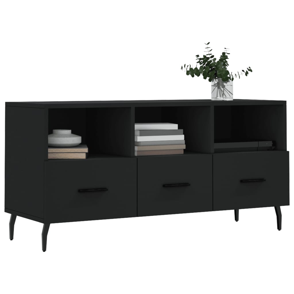 Meuble TV noir 102x36x50 cm en bois