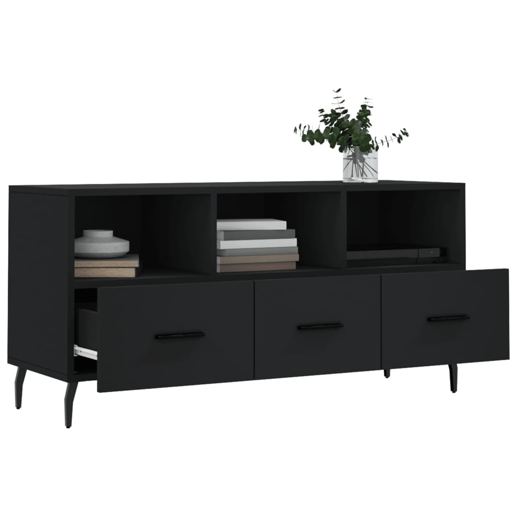 Meuble TV noir 102x36x50 cm en bois