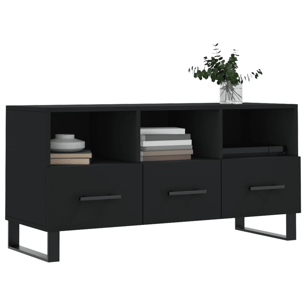 Meuble TV noir 102x36x50 cm en bois