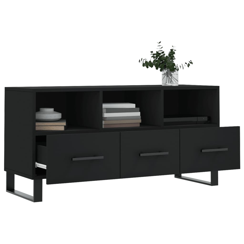 Meuble TV noir 102x36x50 cm en bois
