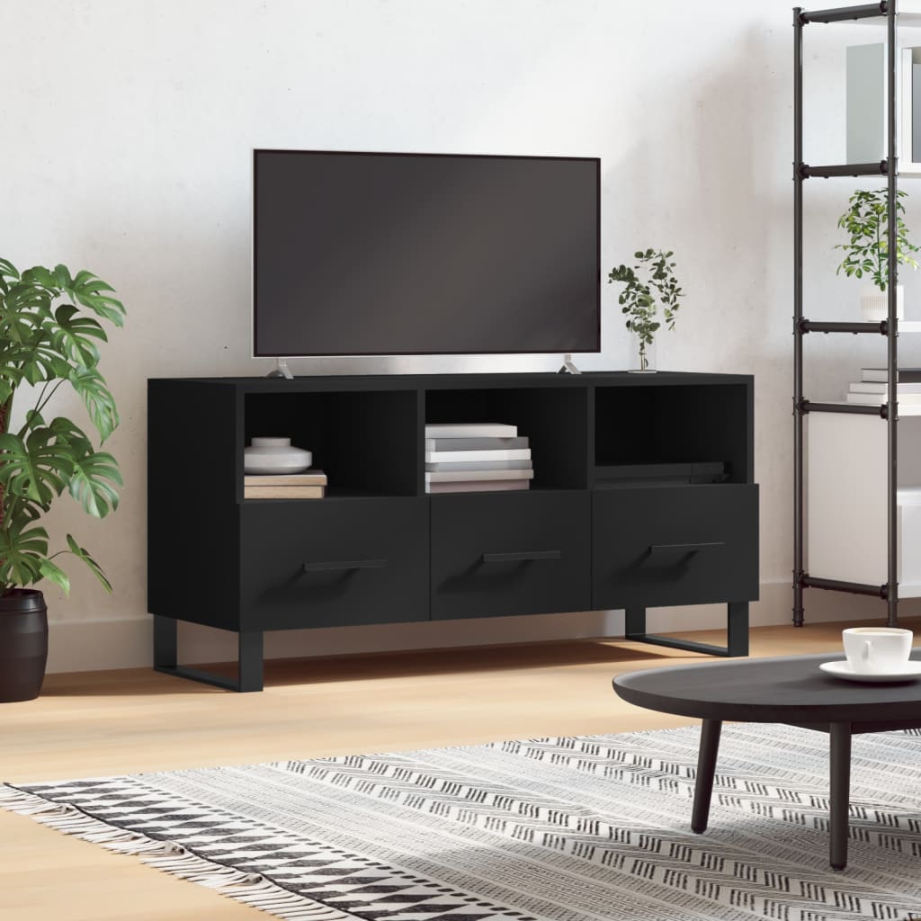 Meuble TV noir 102x36x50 cm en bois