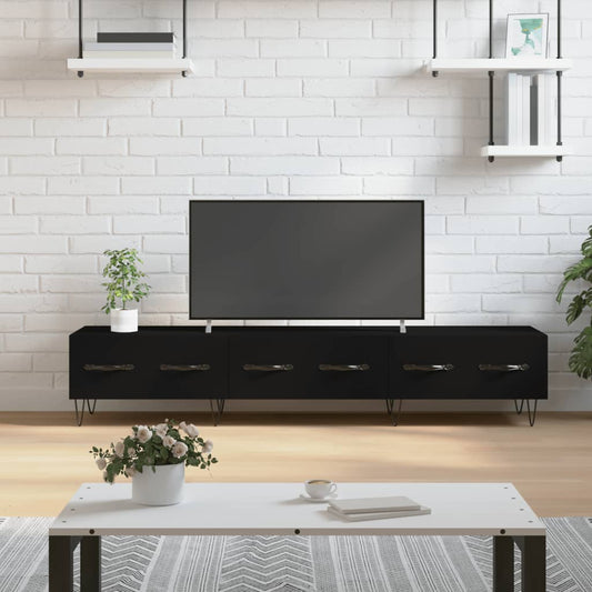 Meuble TV noir 150x36x30 cm en bois