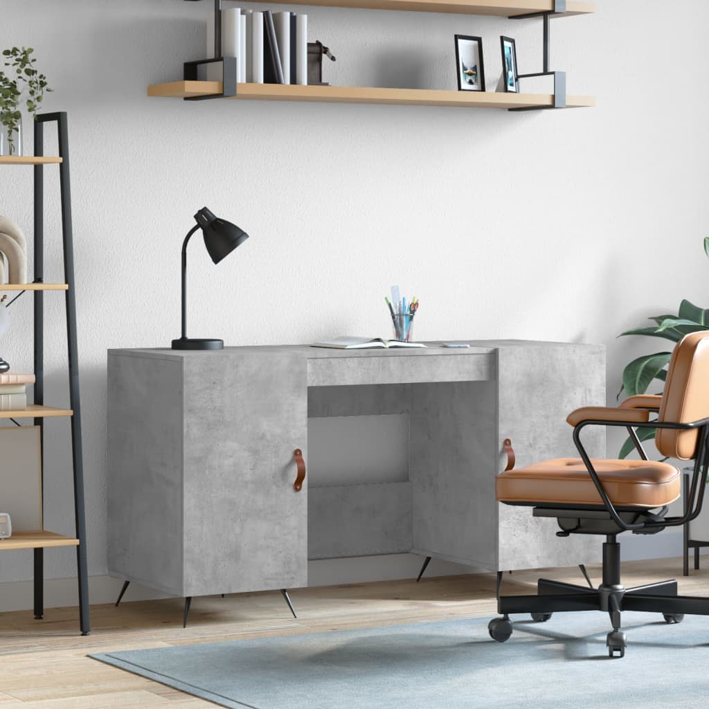 Desk Concrete Grey 140x50x75 cm Wood Material