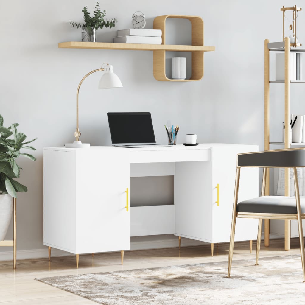 Desk White 140x50x75 cm Wood Material
