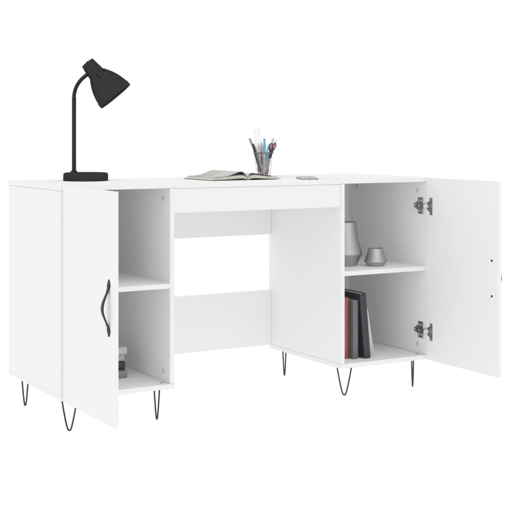Desk White 140x50x75 cm Wood Material