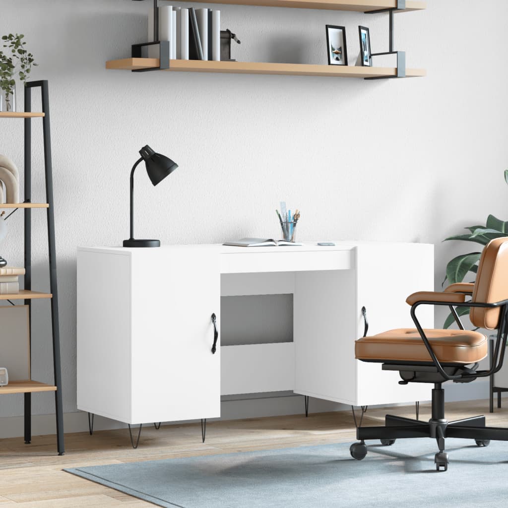 Desk White 140x50x75 cm Wood Material
