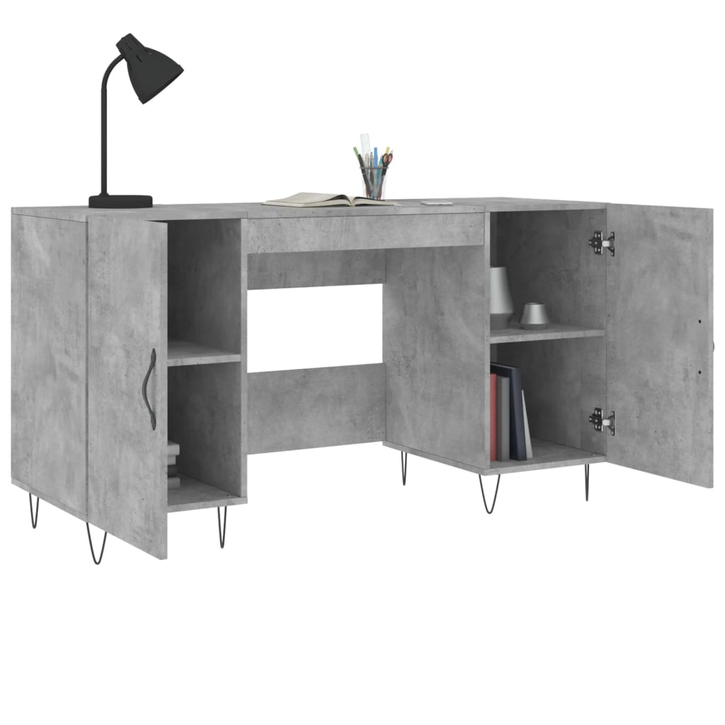 Desk Concrete Grey 140x50x75 cm Wood Material