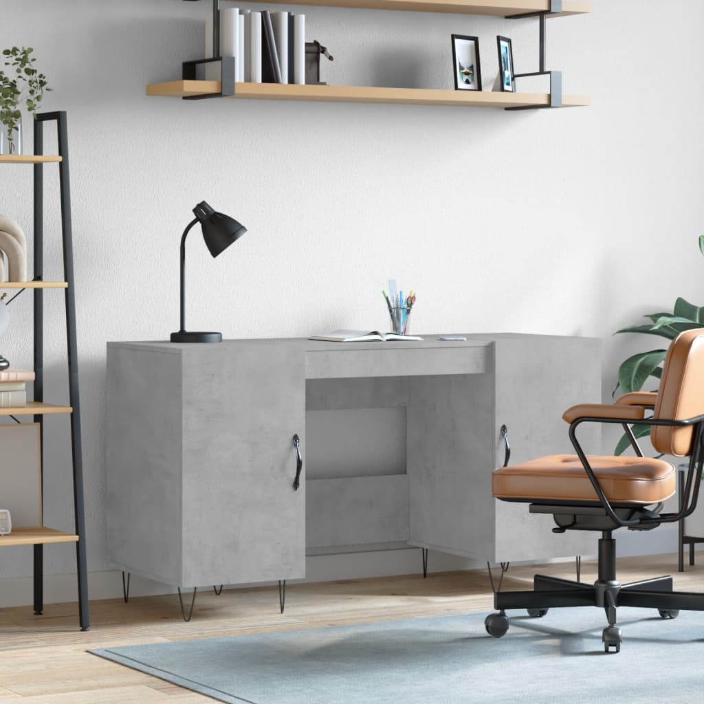 Desk Concrete Grey 140x50x75 cm Wood Material