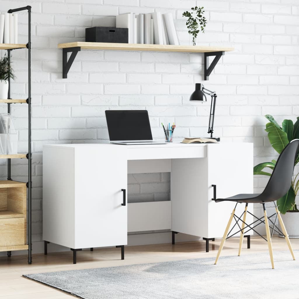 Desk White 140x50x75 cm Wood Material