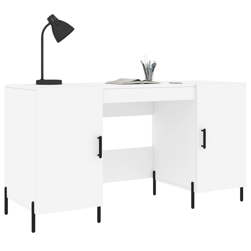 Desk White 140x50x75 cm Wood Material