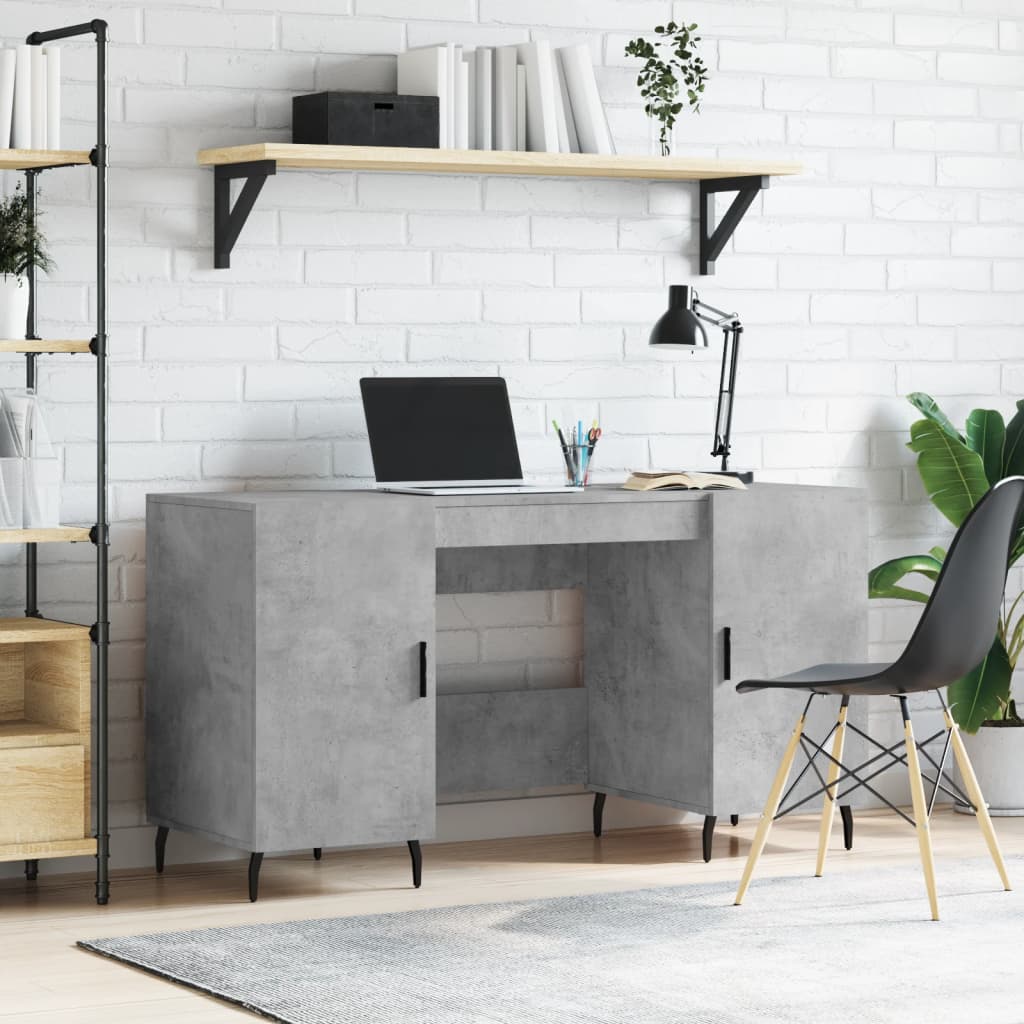 Desk Concrete Grey 140x50x75 cm Wood Material