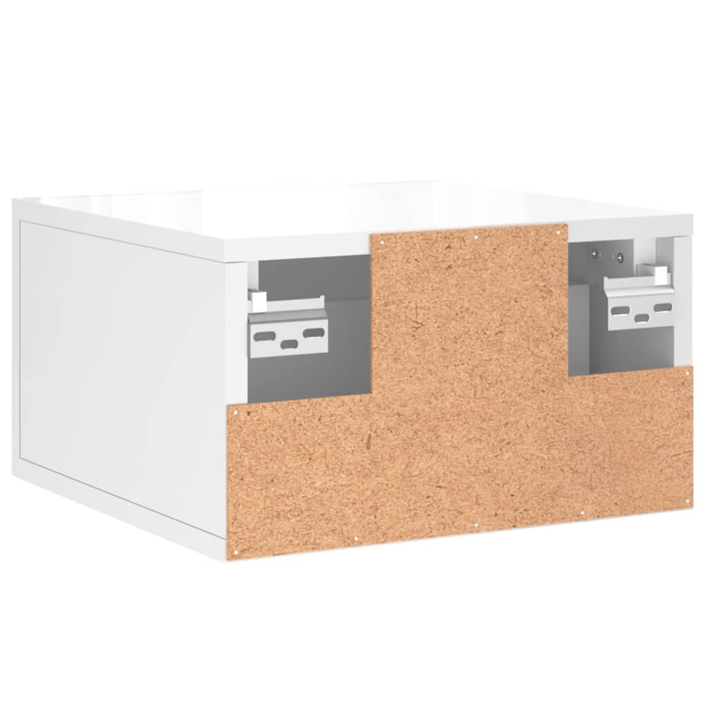Wall-Mounted Bedside Table High Gloss White 35x35x20 cm