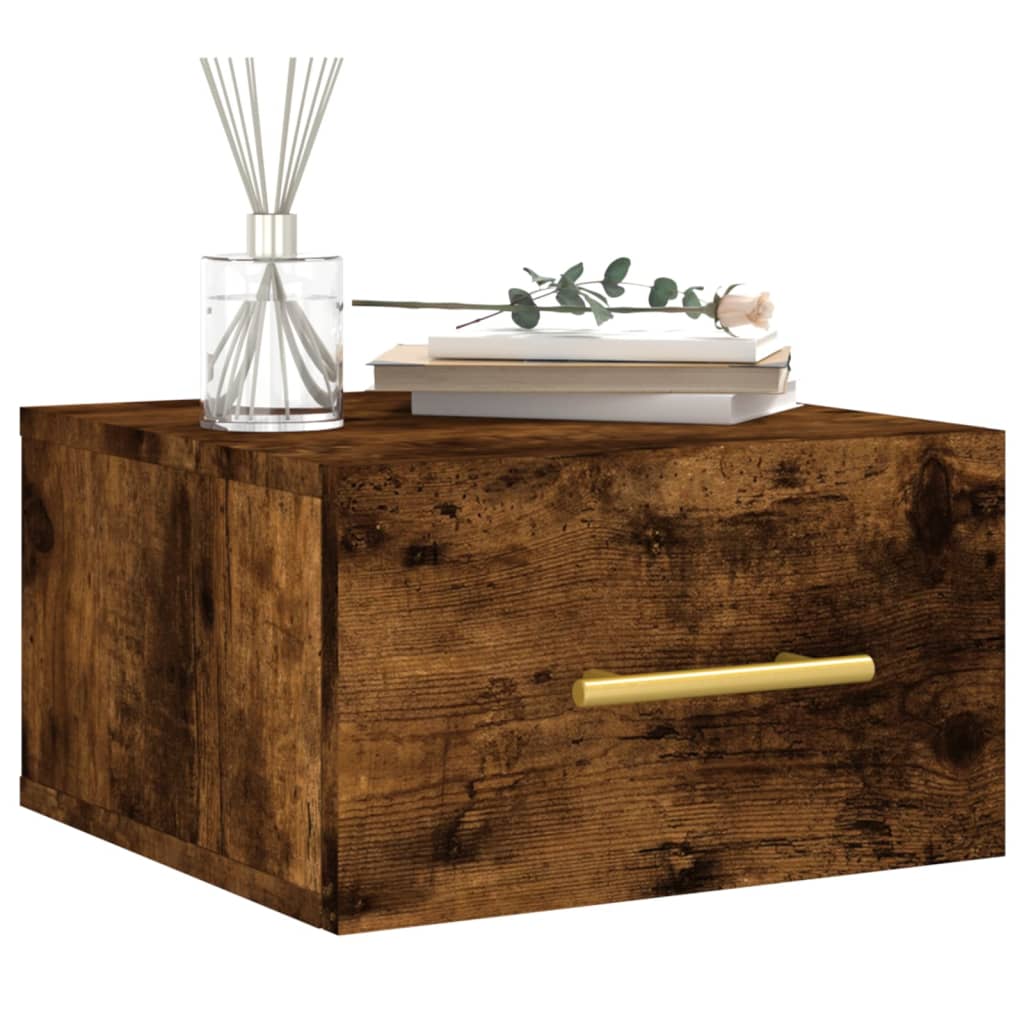 Wall-mounted bedside table smoked oak 35x35x20 cm