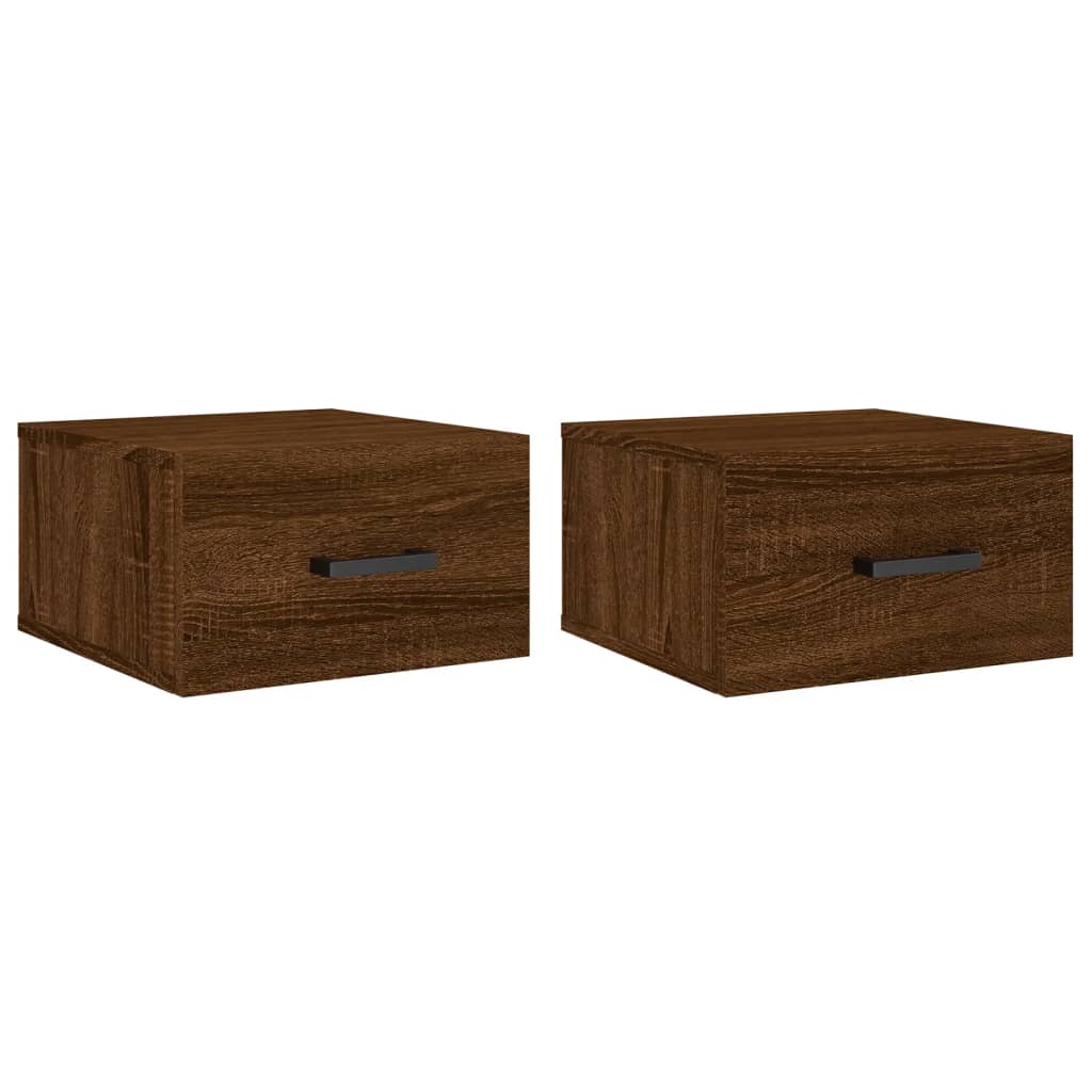 Wand-Nachttische 2 Stk. Braun Eichen-Optik 35x35x20 cm