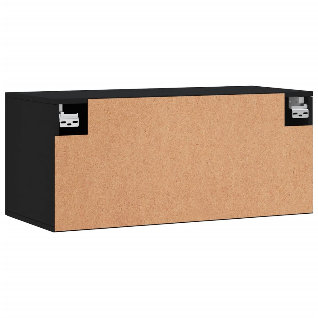 Armoire murale noire 80x36,5x35 cm en bois