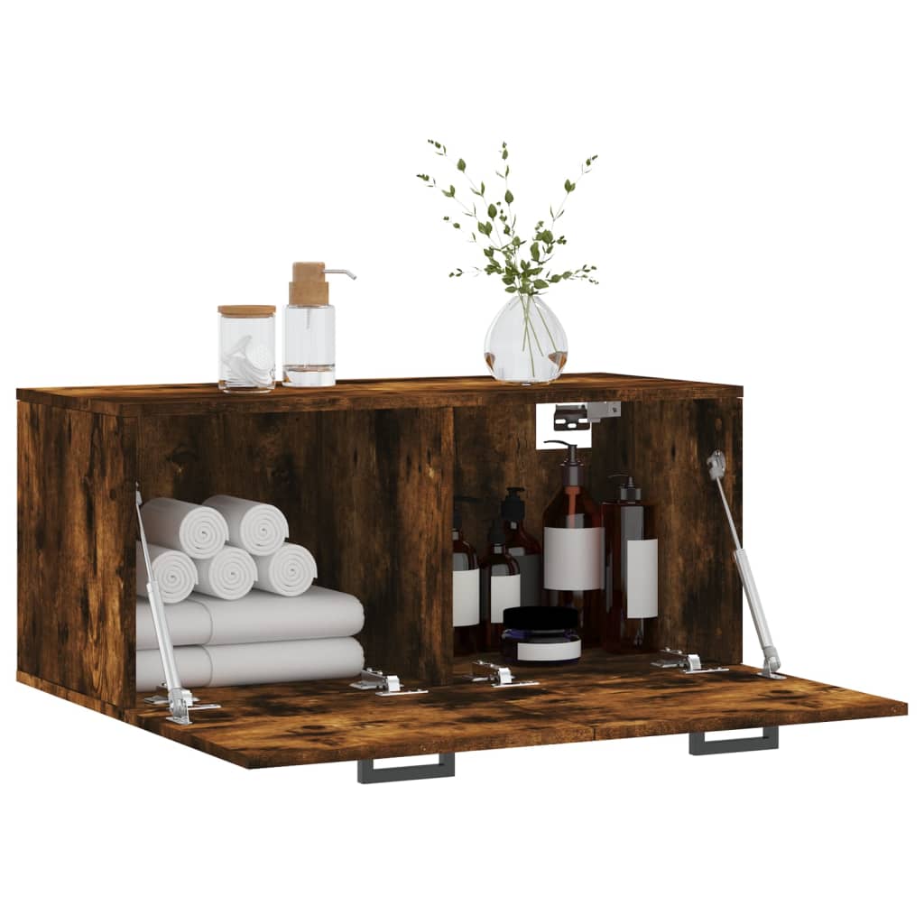 Armoire murale chêne fumé 80x36,5x35 cm matériau bois