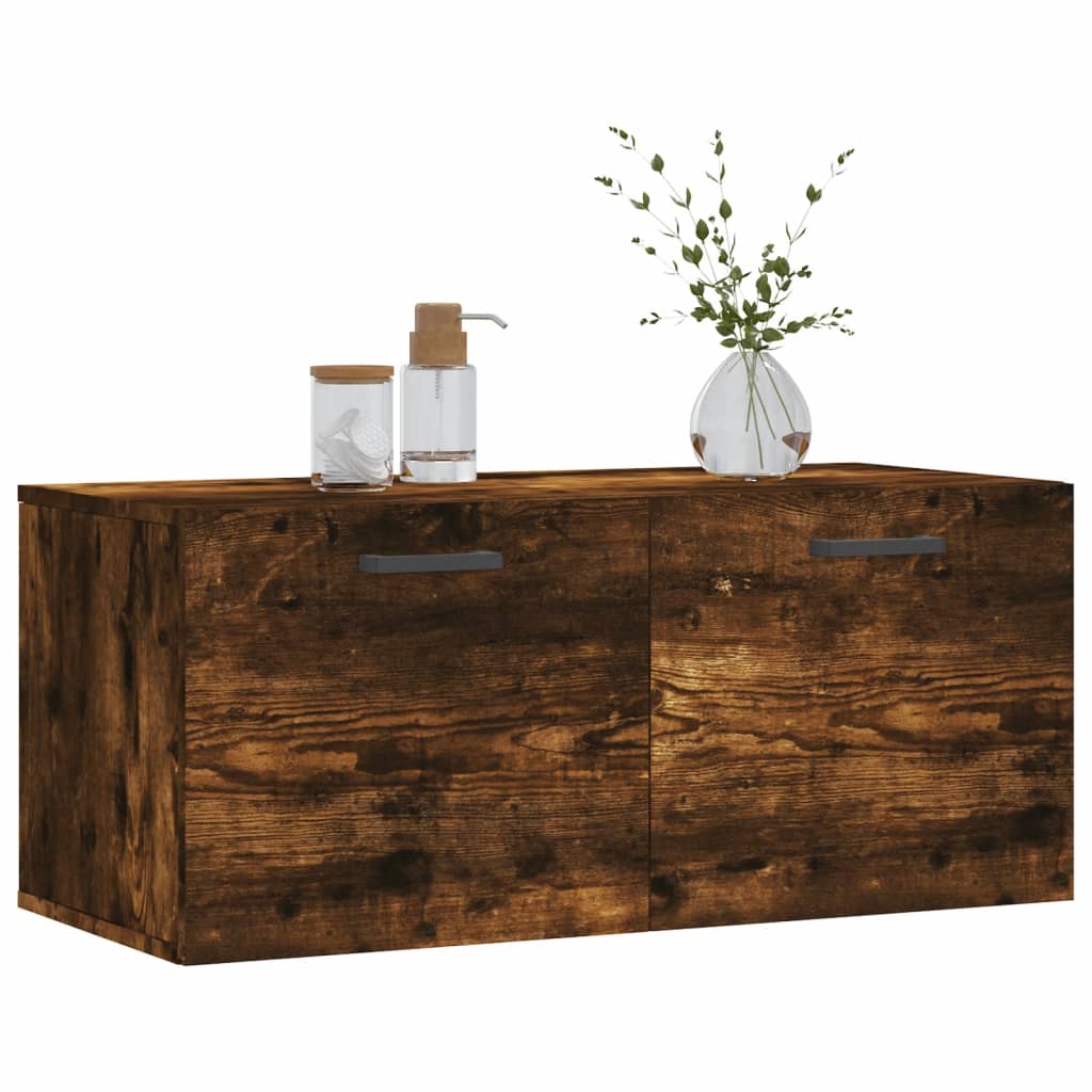 Armoire murale chêne fumé 80x36,5x35 cm matériau bois