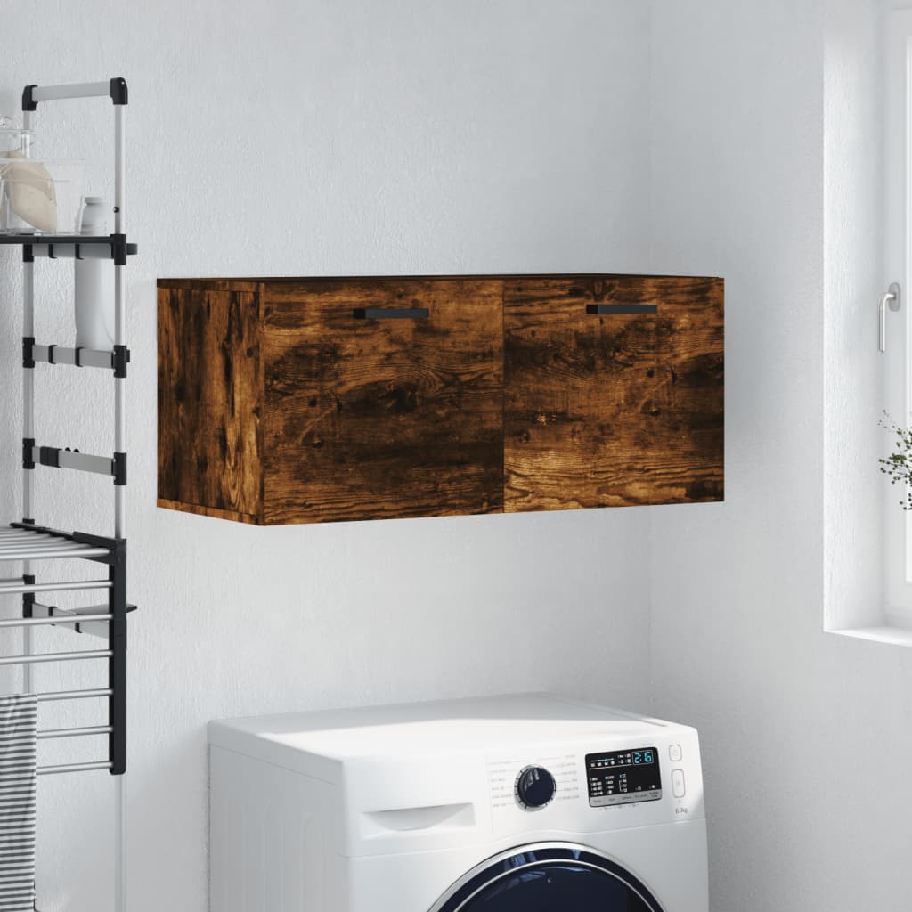 Armoire murale chêne fumé 80x36,5x35 cm matériau bois
