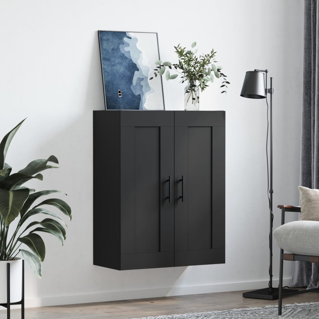 Wall Cabinet Black 69.5x34x90 cm Wood Material