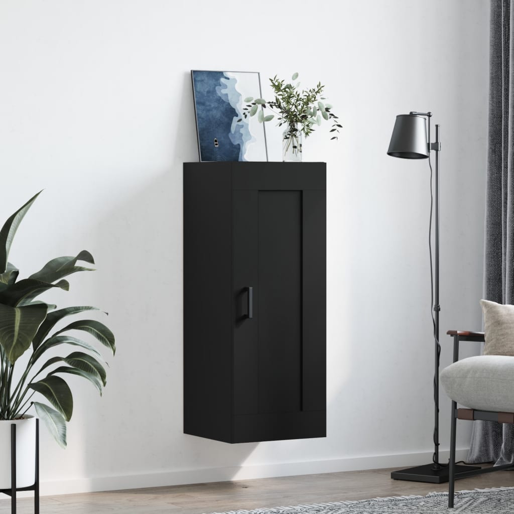 Wall Cabinet Black 34.5x34x90 cm Wood Material