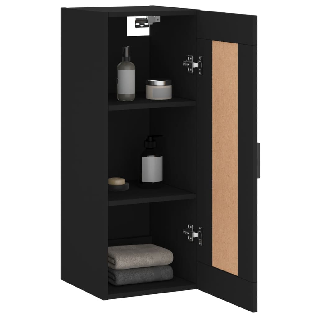 Wall Cabinet Black 34.5x34x90 cm Wood Material