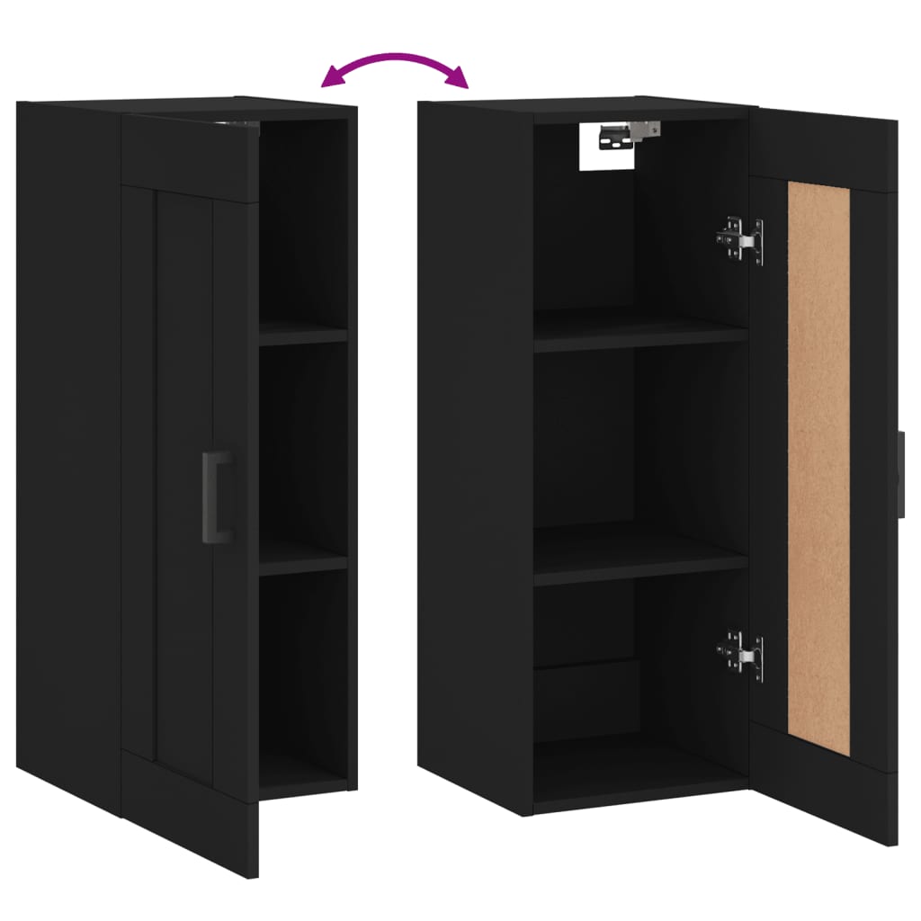 Wall Cabinet Black 34.5x34x90 cm Wood Material