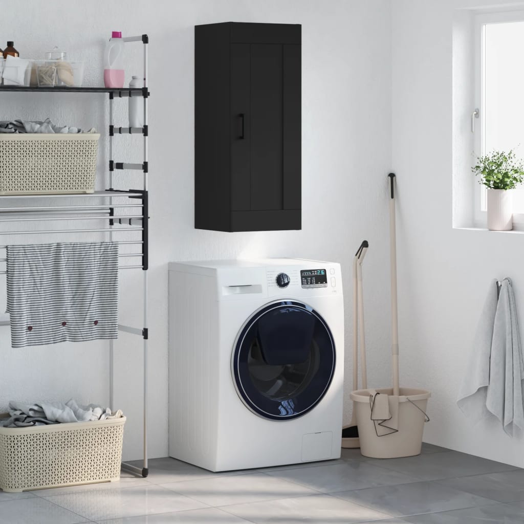 Wall Cabinet Black 34.5x34x90 cm Wood Material
