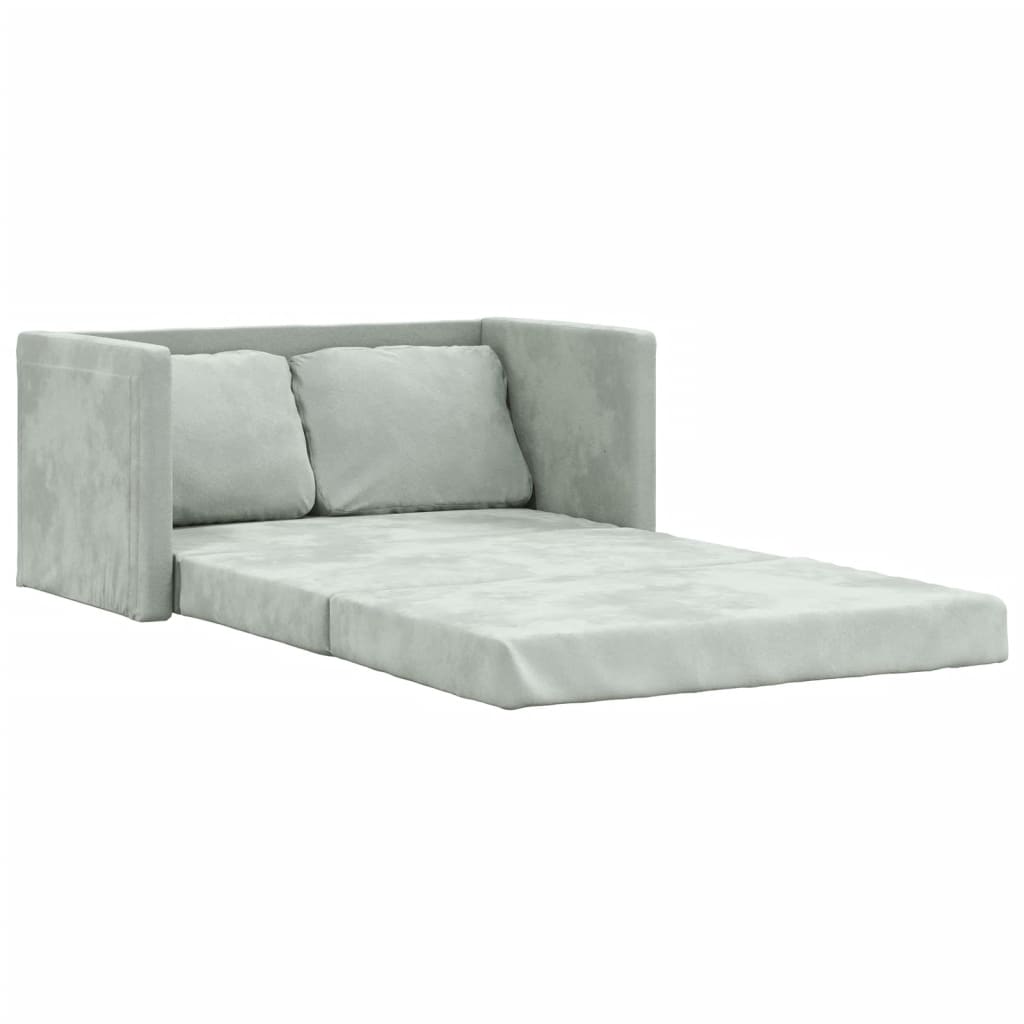 Canapé de sol avec fonction couchage gris clair 122x204x55 cm velours