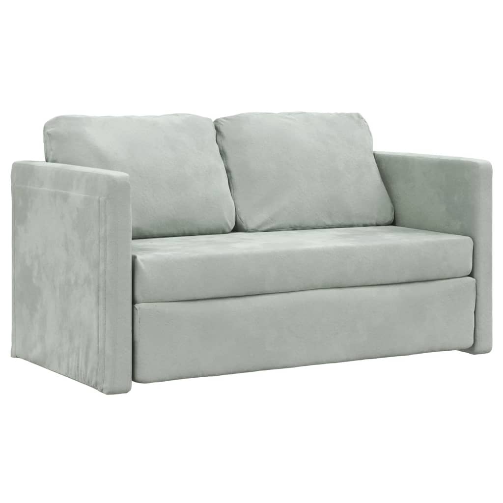 Canapé de sol avec fonction couchage gris clair 122x204x55 cm velours