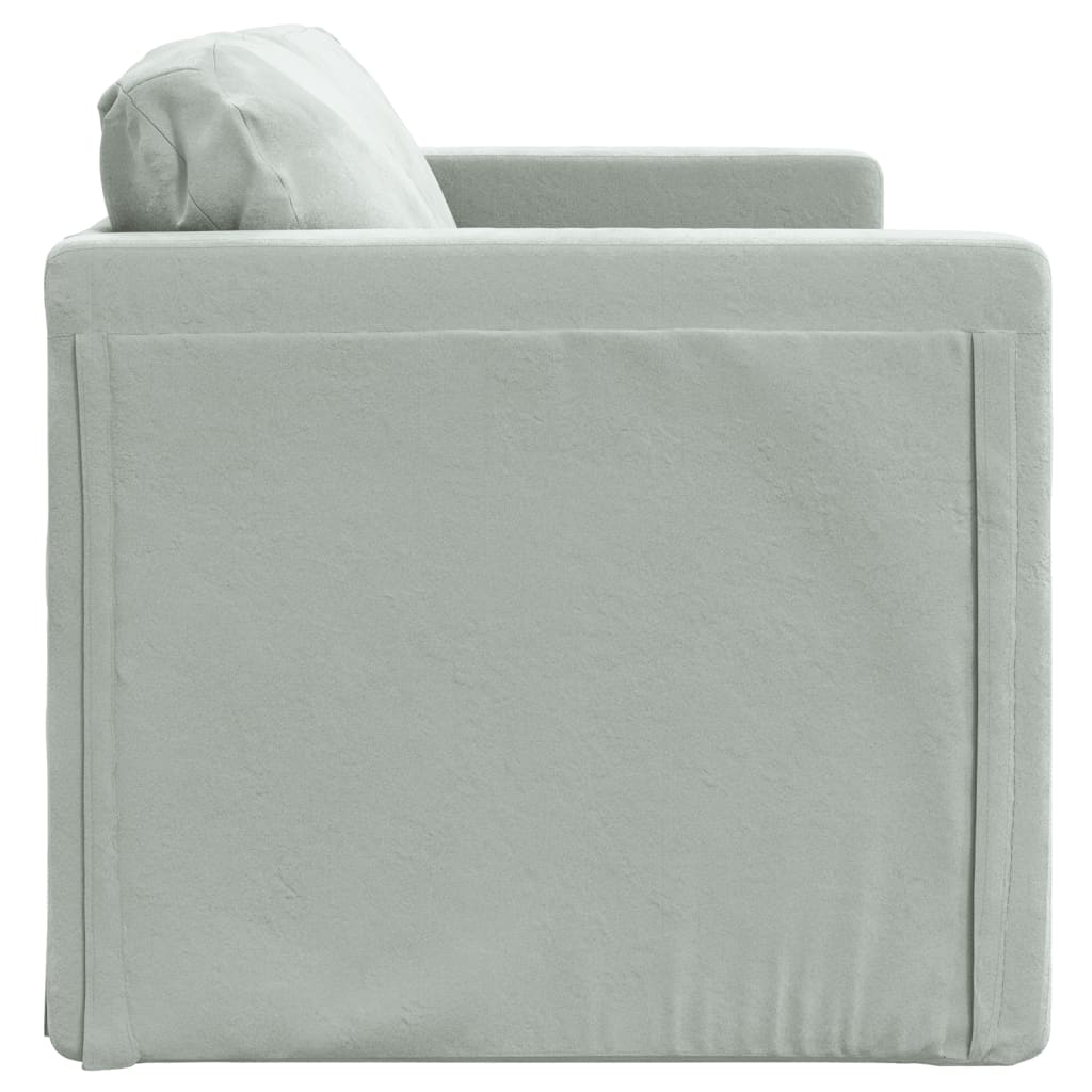 Canapé de sol avec fonction couchage gris clair 122x204x55 cm velours