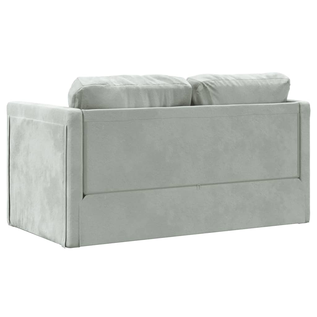 Canapé de sol avec fonction couchage gris clair 122x204x55 cm velours