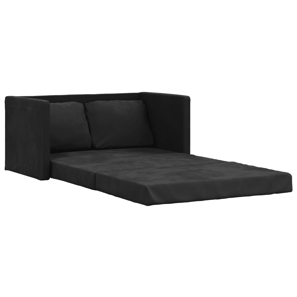 Canapé de sol avec fonction couchage noir 122x204x55 cm velours