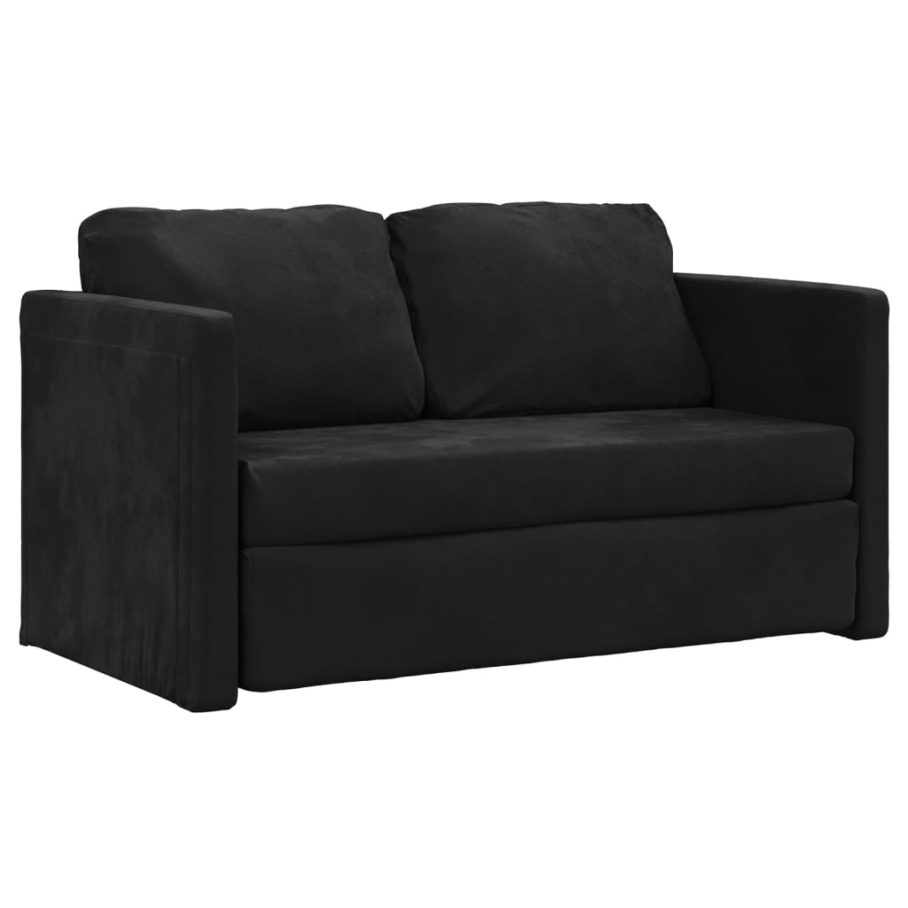 Canapé de sol avec fonction couchage noir 122x204x55 cm velours